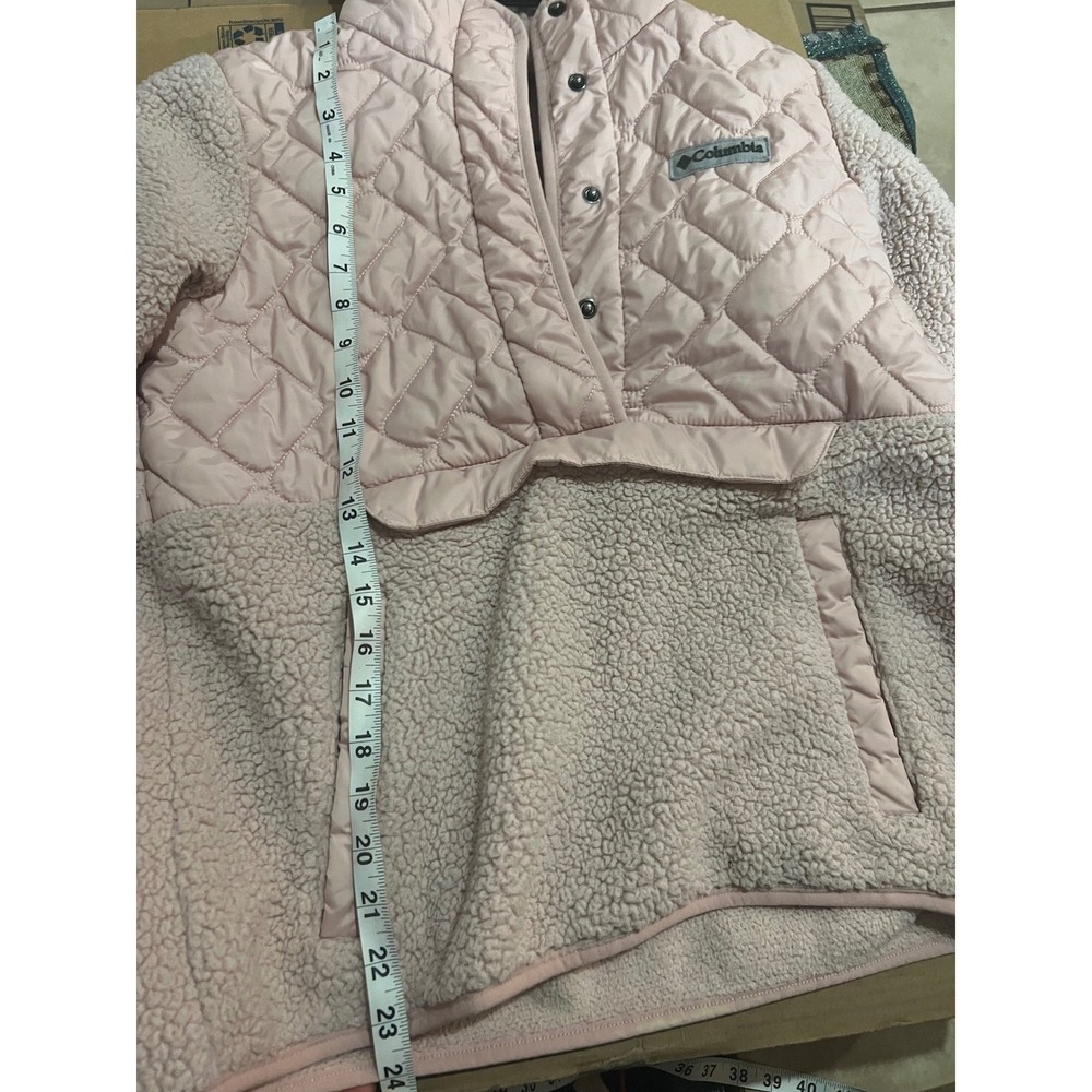 Columbia Pink Quilted Sherpa Fleece Hooded Pullover Jacket Size S - Picture 8 of 9